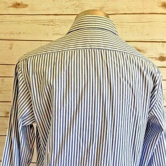 CLUB ROOM Men Long Sleeve Button Down Striped Cotton Casual Dress Shirt Sz 15/34 - Picture 9 of 12